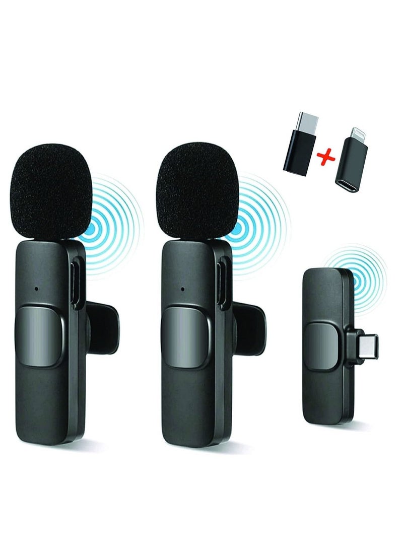 Generic Wireless Microphone Lavalier Microphone 2 in 1 for iPad YouTube Facebook Live Streaming Vlog Audio Recording Cordless Mini mic with noise reduction and Plug-Play  - Image 1