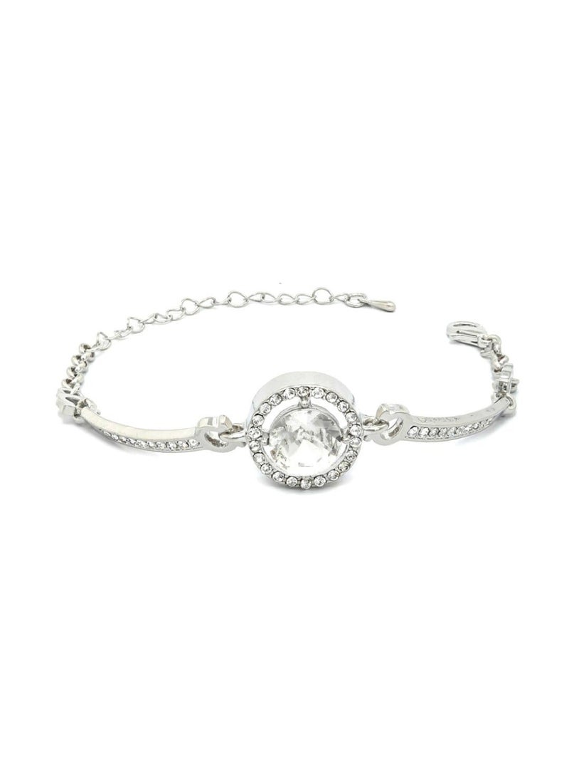 Priyaasi Women Brass American Diamond Link Bracelet  - Image 2