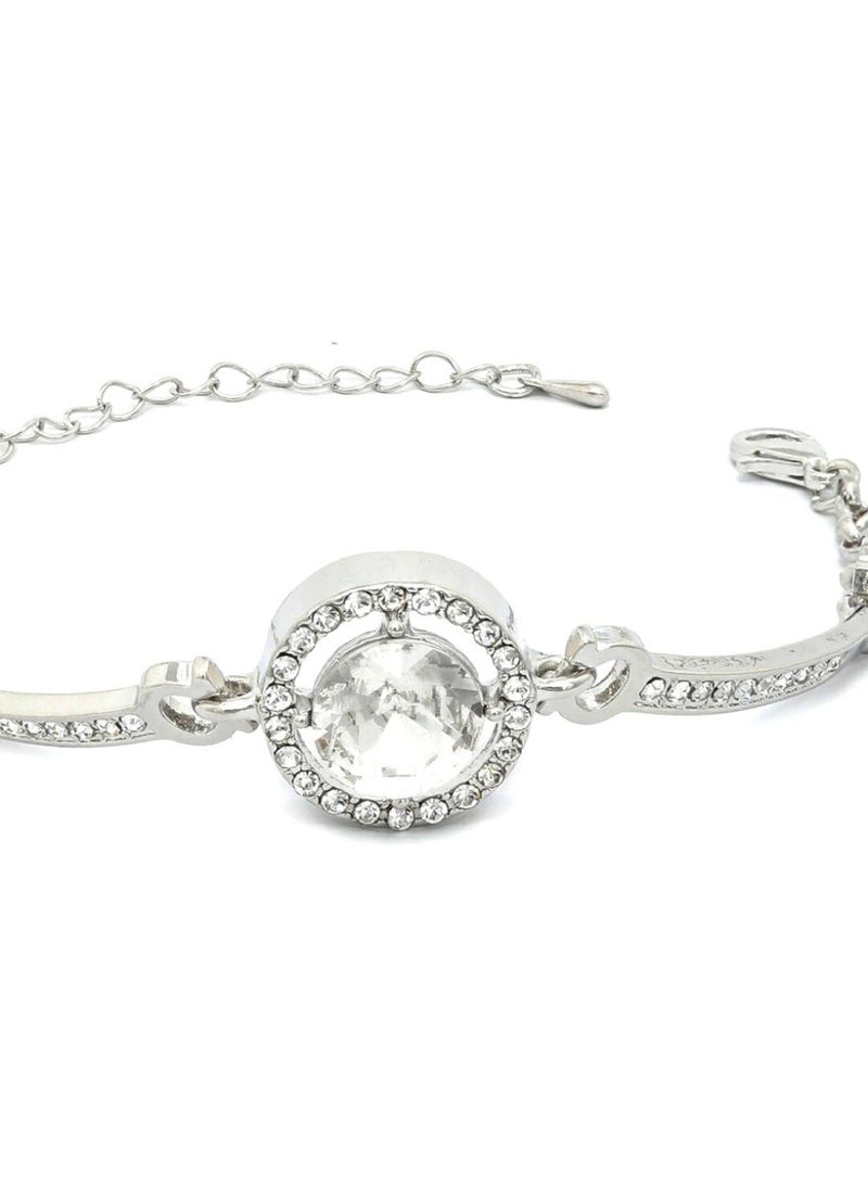 Priyaasi Women Brass American Diamond Link Bracelet  - Image 4