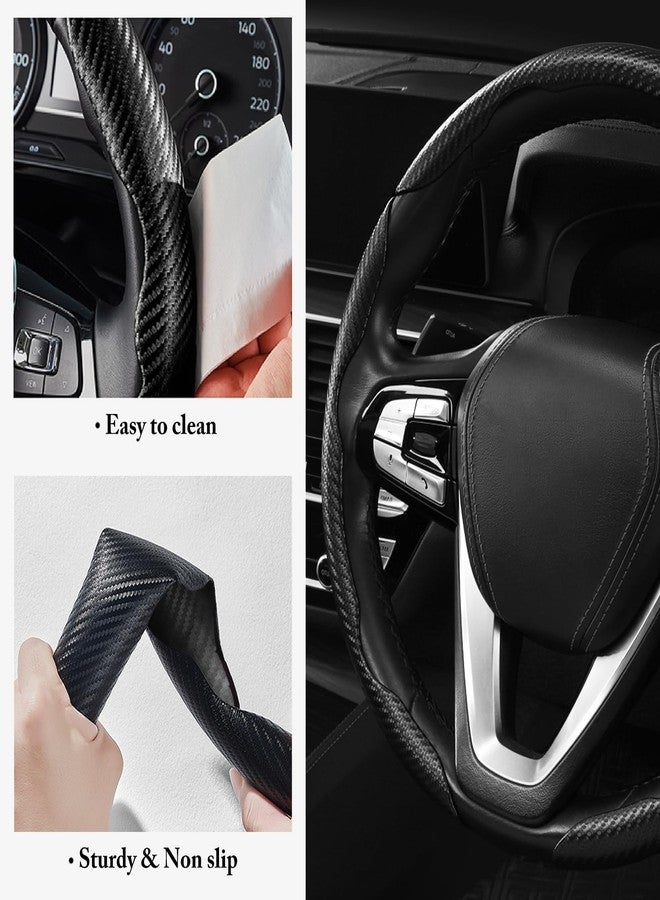 Aotoyou Carbon Fiber Matte Steering Wheel Cover 3pcs Anti-Slip Car Steering Wheel Accessories Snap on Grip 15 inch Universal (Black) - Image 5