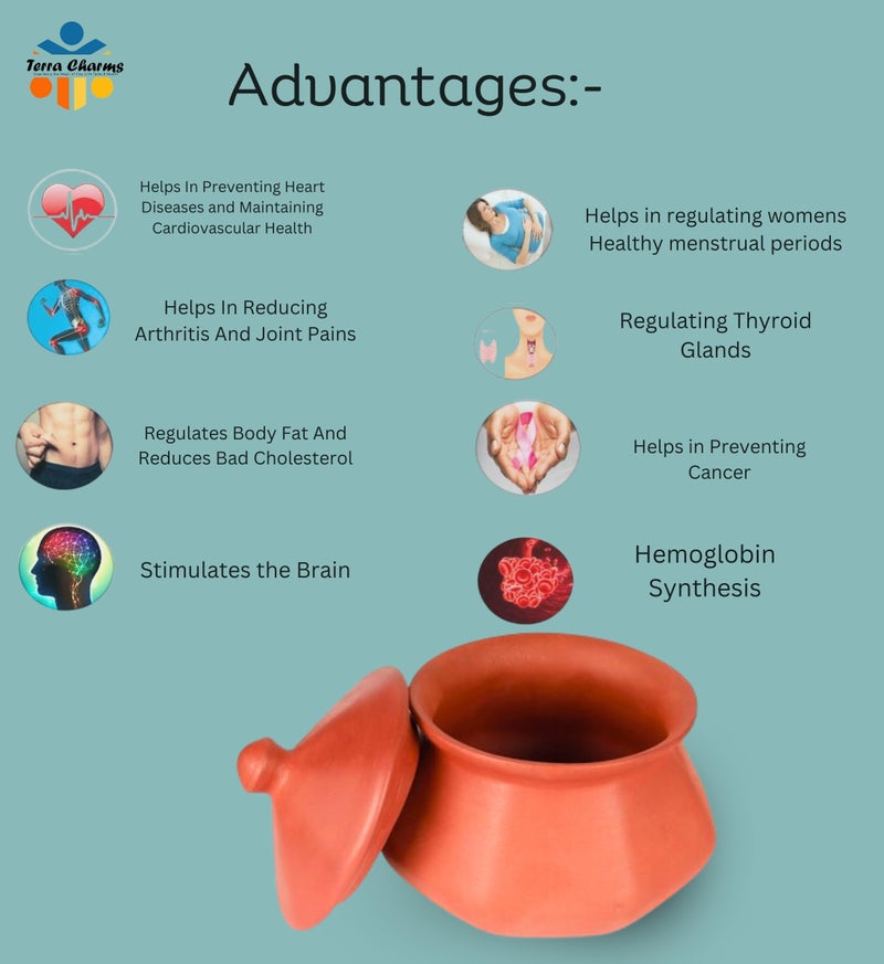 Terra Charms Clay Pot forServing & Cooking PurposeRogan Gosht MuttonBowl Clay Handi for Kitchen, Safe, Lightweight & Durable Clay Dahi Handi, Brown Colour 1LTR (Pack of 1) - Image 3