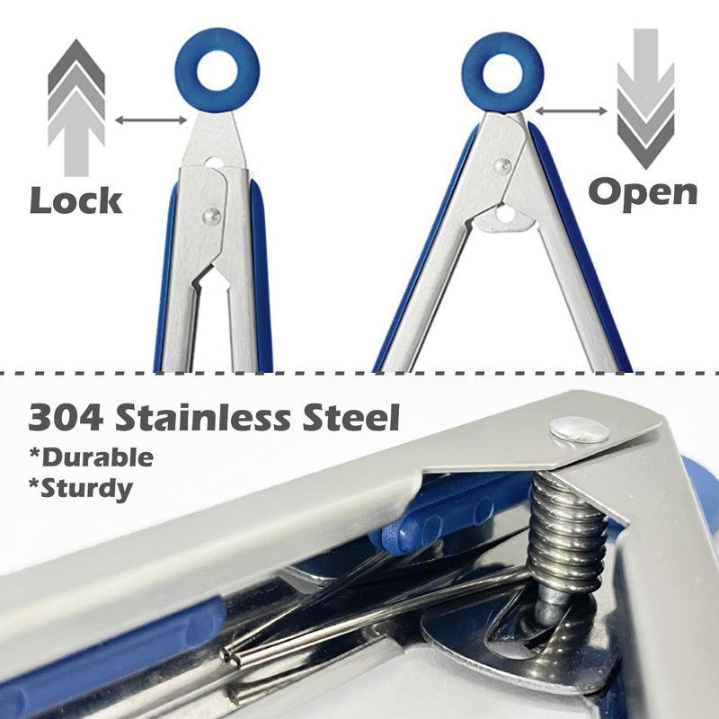 TOWINGO Silicone Tongs for Cooking, 3Pcs Stainless Steel Kitchen Tong with Silicone Tips, Heat Resistant Food Grade Small Serving Tong for BBQ Salad, Blue(7"+9"+12") - Image 4