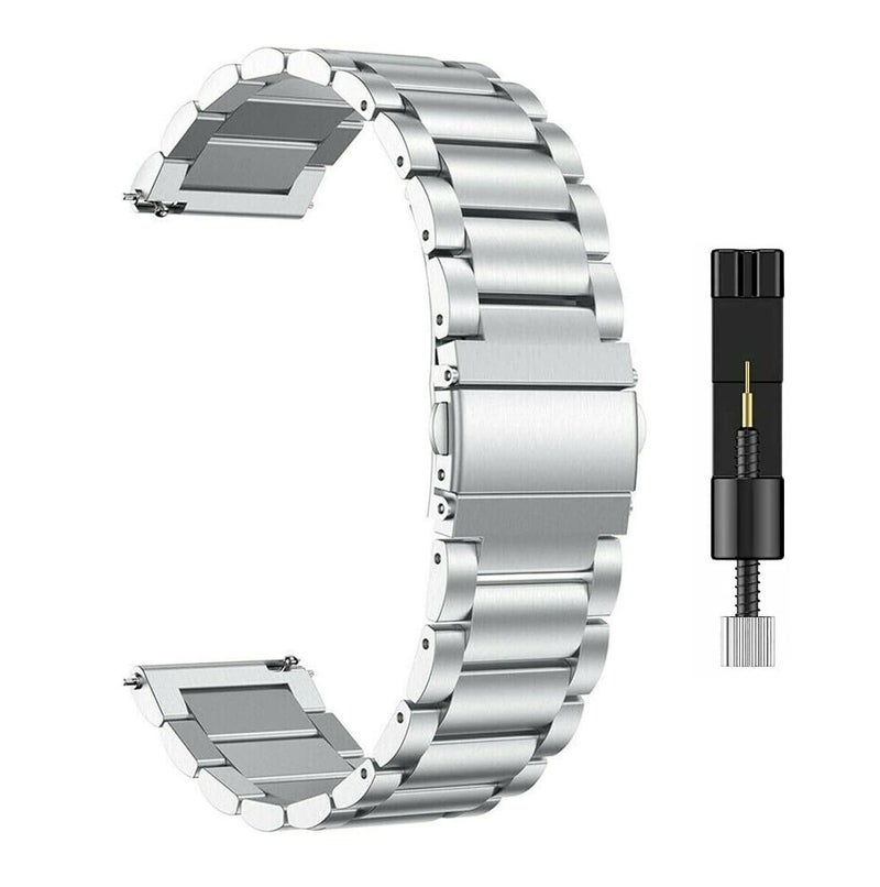 T TECLUSIVE سلسلة ساعة معدنية من الفولاذ المقاوم للصدأ 24 مم متوافقة مع Casio GMa-s2100 / G Shock GA2100 / Suunto 9 Baro Titanium/Spartan Sport/Fossil Machine Gen 6 / Tissot Chronograph (فضي) - Image 1