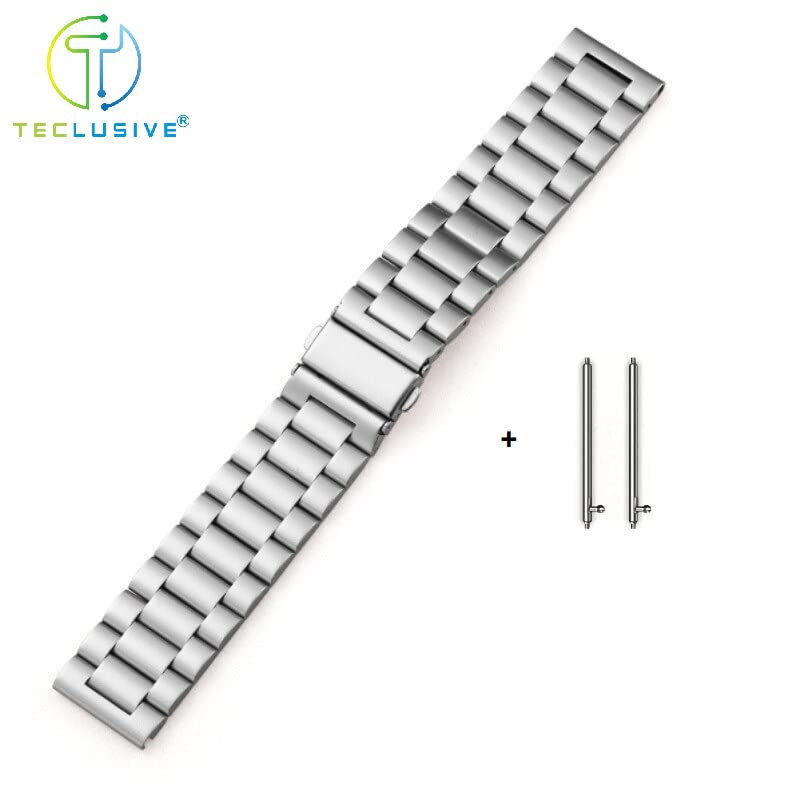 T TECLUSIVE سلسلة ساعة معدنية من الفولاذ المقاوم للصدأ 24 مم متوافقة مع Casio GMa-s2100 / G Shock GA2100 / Suunto 9 Baro Titanium/Spartan Sport/Fossil Machine Gen 6 / Tissot Chronograph (فضي) - Image 3