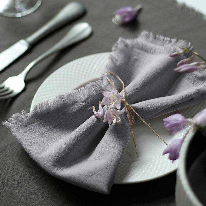 HANDMADE CLOTH NAPKINS 100 COTTON NAPKINS WITH FRINGEDELICATE HANDMADE CLOTH NAPKINS FOR DINNERS PARTIES WEDDINGS AND MORE18 X 18 INCH SET OF 6 GREY