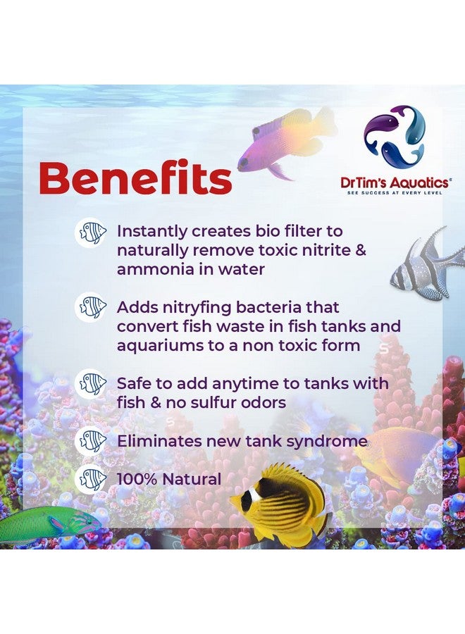 دي آر تيم أكواتيكز دكتور تيم أكواتيكس، بكتيريا النترتة الوحيدة للمياه المالحة - لأحواض الأسماك الجديدة، وأحواض السمك، وتصفية المياه، وعلاج الأمراض - منظف حوض الأسماك النقي H20 - يزيل السموم - 16 أونصة. - Image 3
