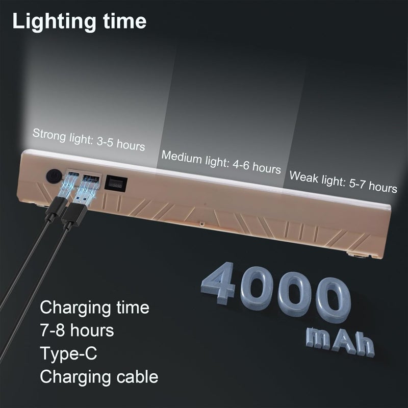 مصباح عمل LED قابل للشحن 32 سم، ضوء كشاف محمول، مصباح يدوي LED، كشاف، أضواء التخييم، أضواء كاشفة، ضوء أمان لإصلاح السيارات والمستودع والحديقة وصيد السمك والتخييم والتنزه والطوارئ - Image 5