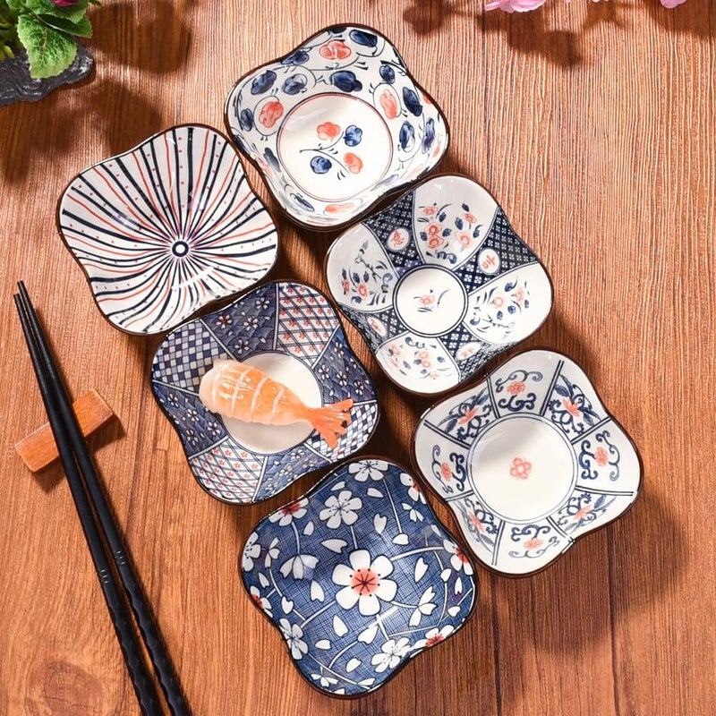 BOSILI 4 OZ Sauce Dishes Set of 6 Different Pattern Dipping Bowls Mini Small Bowls for Ketchup Condiments Salad Dressing Spices - Image 4