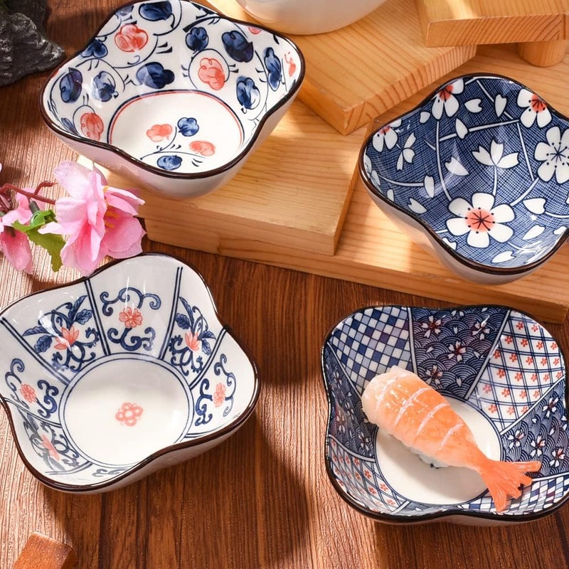 BOSILI 4 OZ Sauce Dishes Set of 6 Different Pattern Dipping Bowls Mini Small Bowls for Ketchup Condiments Salad Dressing Spices - Image 2