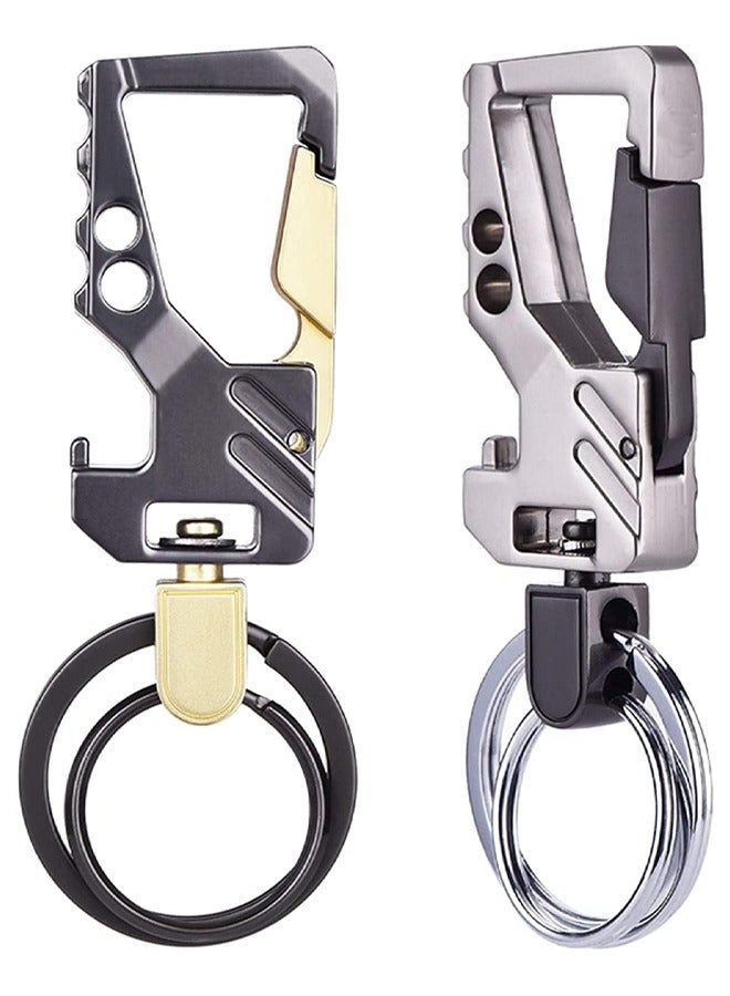 سلسلة مفاتيح سيارة للرجال والنساء، حلقات مفاتيح معدنية، عبوتين، معدن زنك، رمادي - Image 1