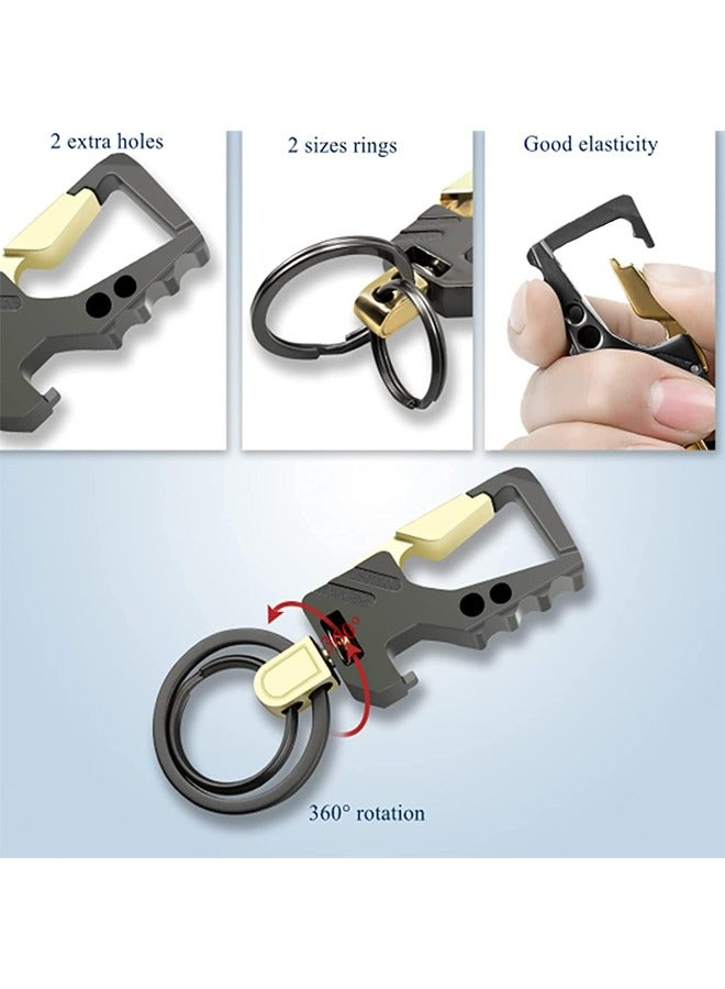 سلسلة مفاتيح سيارة للرجال والنساء، حلقات مفاتيح معدنية، عبوتين، معدن زنك، رمادي - Image 2
