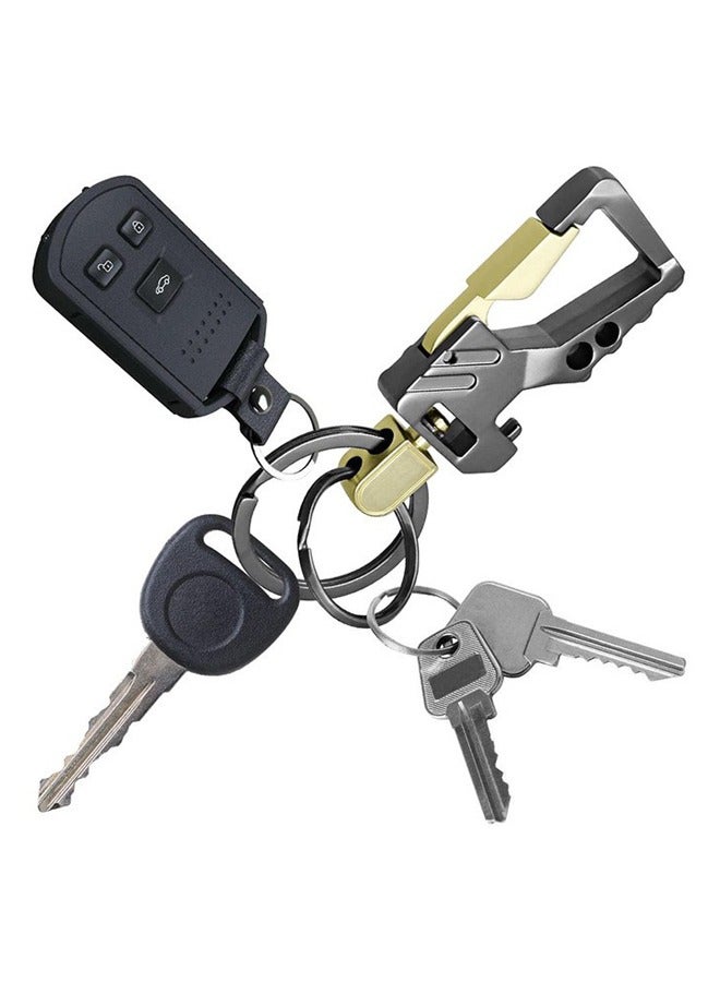 سلسلة مفاتيح سيارة للرجال والنساء، حلقات مفاتيح معدنية، عبوتين، معدن زنك، رمادي - Image 4