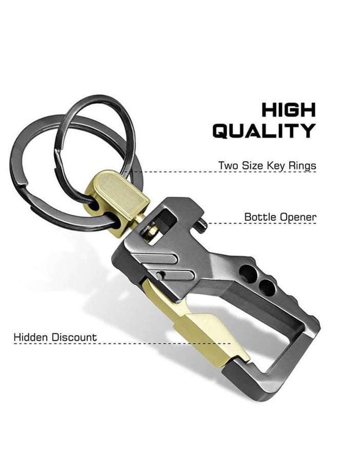 سلسلة مفاتيح سيارة للرجال والنساء، حلقات مفاتيح معدنية، عبوتين، معدن زنك، رمادي - Image 5