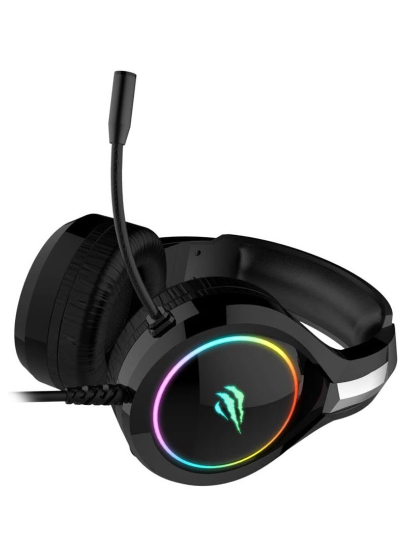 havit Havit H2232d Over Ear Wired Gaming Headset with Boom Microphone & RGB LED for PC, Laptop, PS4, Xbox, Switch  - Image 3