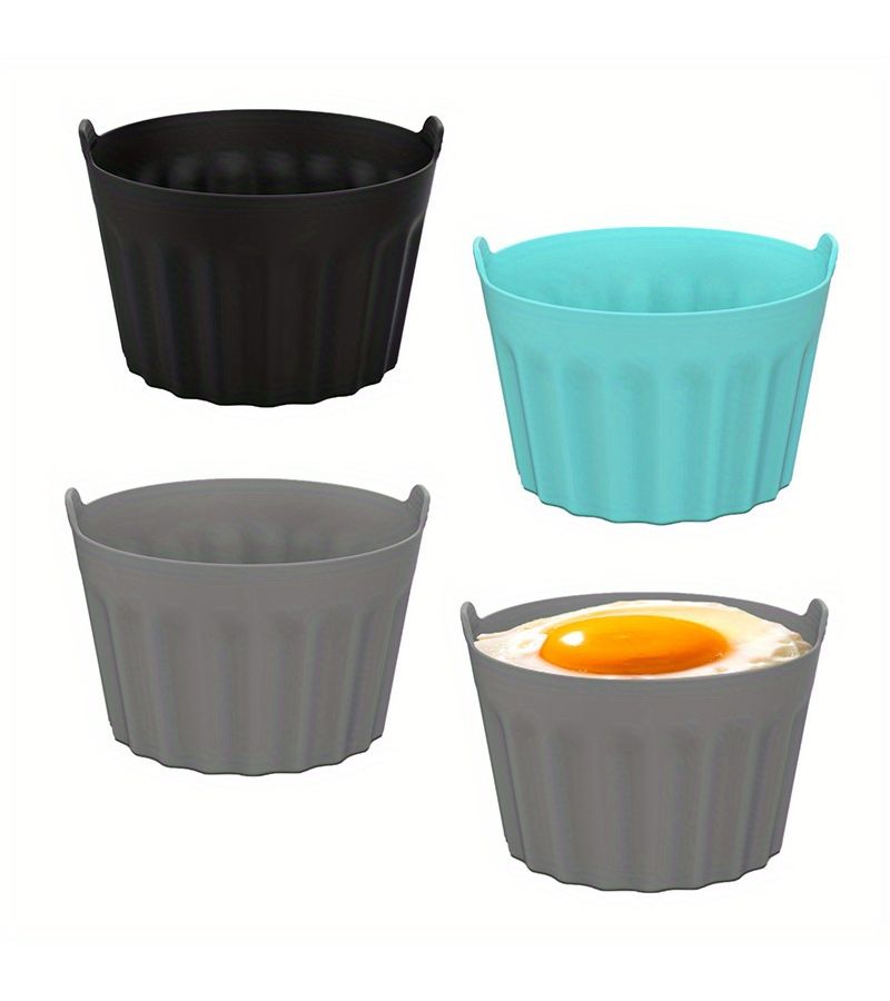 Silicone Baking Cups Muffin Cake Egg Tart Molds Set Of 3 In Red Gray Blue - Image 1