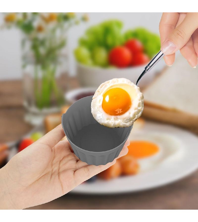 Silicone Baking Cups Muffin Cake Egg Tart Molds Set Of 3 In Red Gray Blue - Image 5
