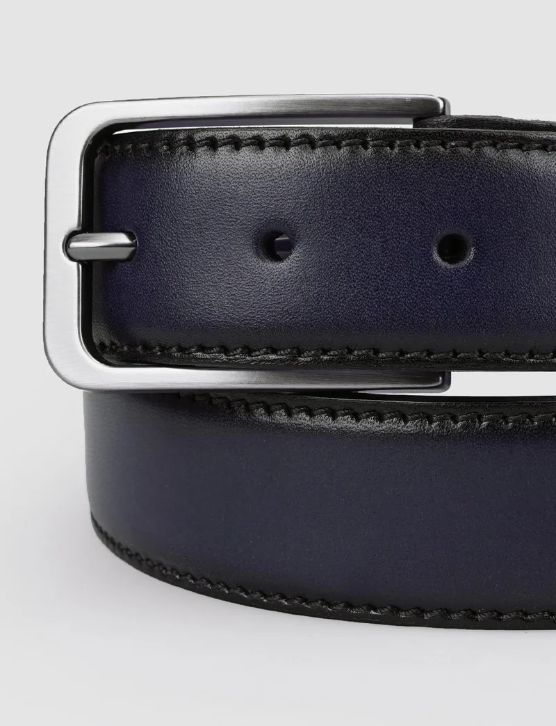 Cabani 100% Genuine Leather Navy Blue Men's Casual Belt