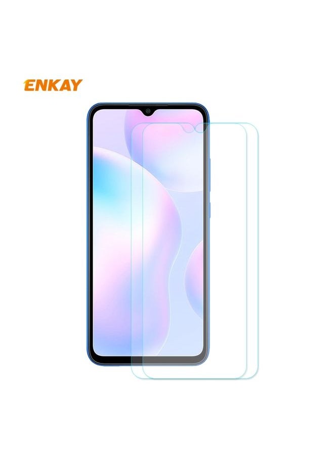 ENKAY Screen Protector For Redmi 9 / 9A / 9C 2 PCS ENKAY Hat-Prince 0.26mm 9H 2.5D Curved Edge Tempered Glass Film 