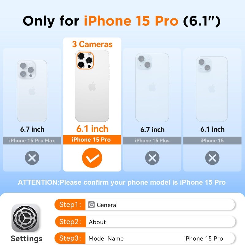 WIFORT Waterproof Phone Case for iPhone 15 Pro Teal | IP68 Underwater, Dustproof, Built-in Screen, 15FT Military Shockproof, 360 Full Body Sealed Protection Cover, Magnetic, Frosted, 6.1" - Image 3