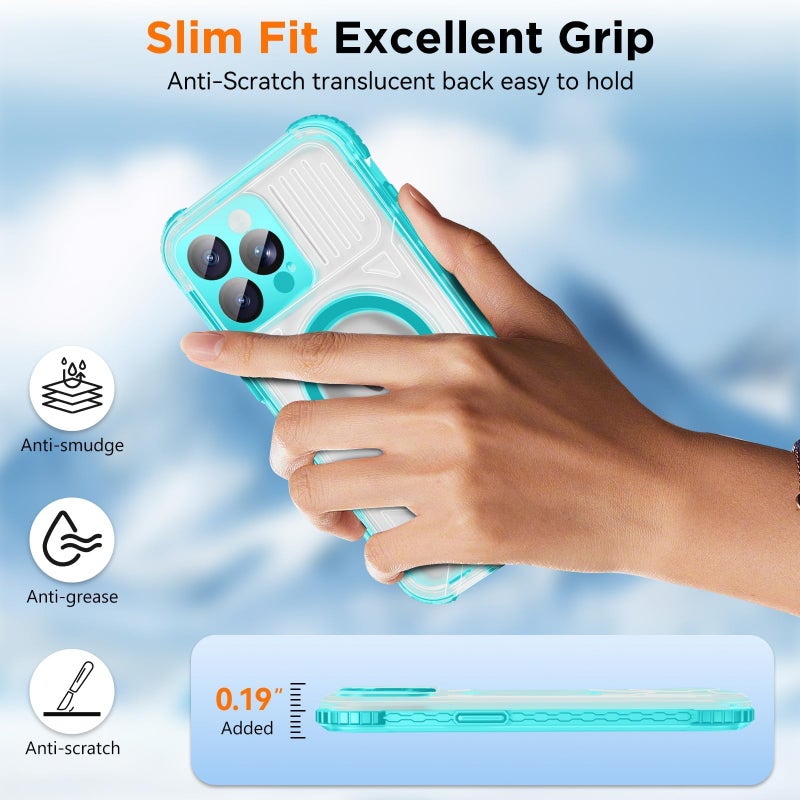 WIFORT Waterproof Phone Case for iPhone 15 Pro Teal | IP68 Underwater, Dustproof, Built-in Screen, 15FT Military Shockproof, 360 Full Body Sealed Protection Cover, Magnetic, Frosted, 6.1" - Image 5