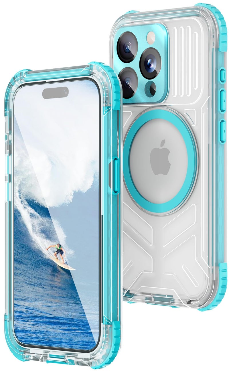WIFORT Waterproof Phone Case for iPhone 15 Pro Teal | IP68 Underwater, Dustproof, Built-in Screen, 15FT Military Shockproof, 360 Full Body Sealed Protection Cover, Magnetic, Frosted, 6.1" - Image 1