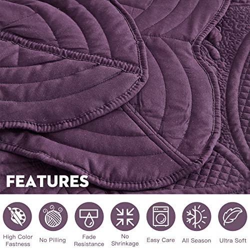 DaisyHuang Oversized Bedspread - Queen Size Bedding Cover - Modern & Contemporary Coverlet Set, Real Stitching, Reversible, Lightweight, 5 Piece, Purple - Image 5