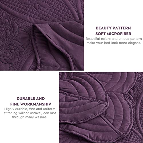 DaisyHuang Oversized Bedspread - Queen Size Bedding Cover - Modern & Contemporary Coverlet Set, Real Stitching, Reversible, Lightweight, 5 Piece, Purple - Image 4