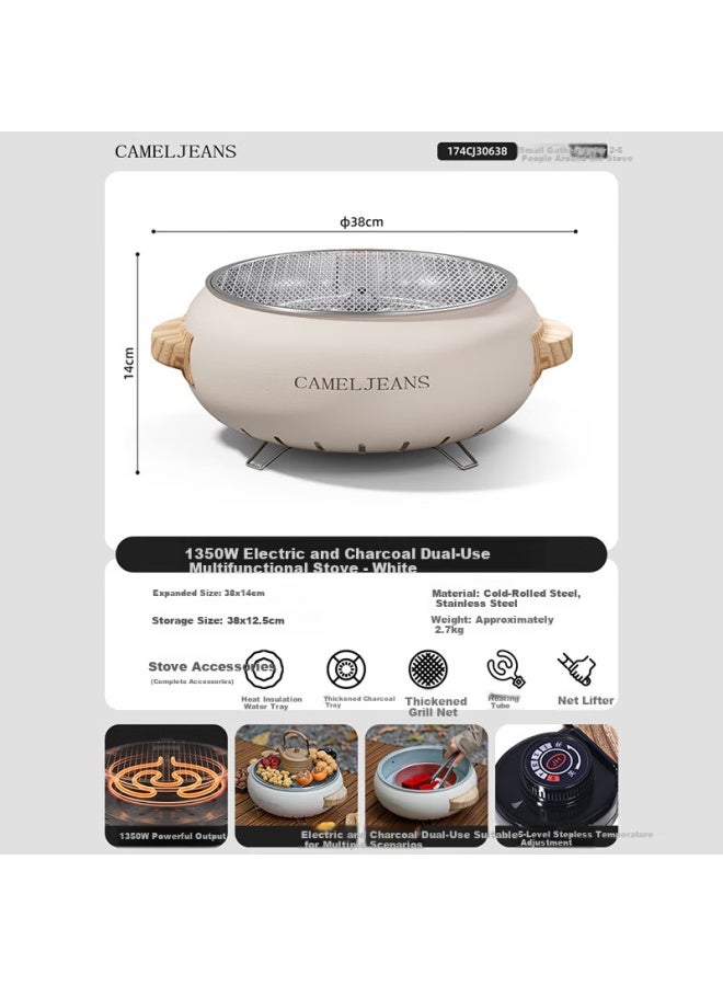 Cameljeans Dual-use Electric And Charcoal Tea Boiling Set Complete Barbecue Stove Outdoor Indoor White New Model - Image 5