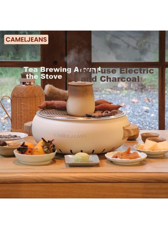 Cameljeans Dual-use Electric And Charcoal Tea Boiling Set Complete Barbecue Stove Outdoor Indoor White New Model - Image 1