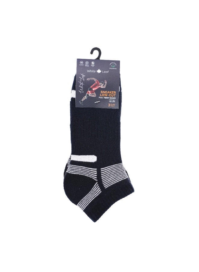 الورقة البيضاء 3 حزم من الجوارب القصيرة ذات النسيج الفروي الكامل للرجال – رمادي غامق، أزرق وأسود - Image 5