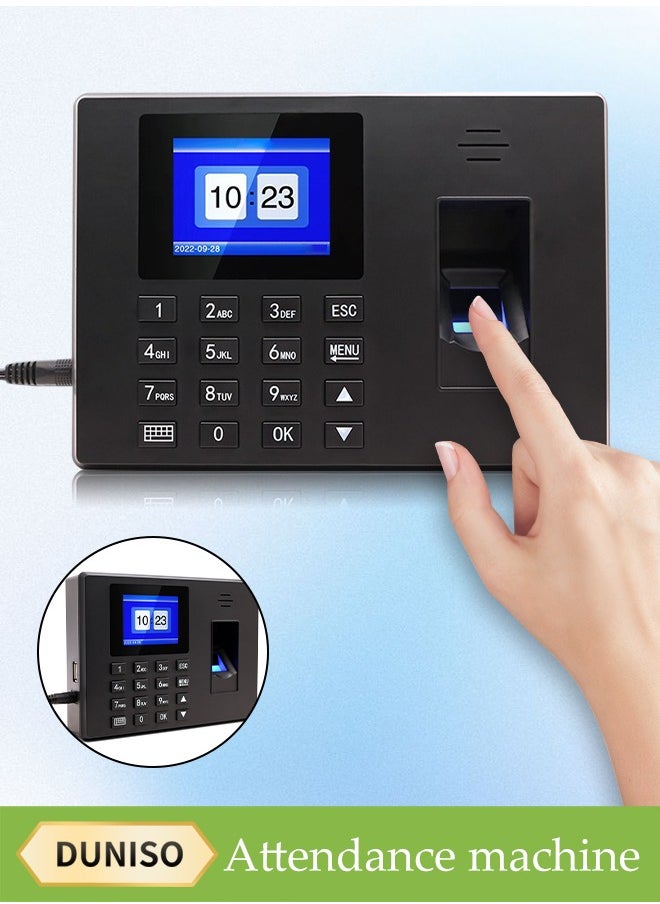 DUNISO Intelligent Biometric Fingerprint Password Attendance Machine, Employee Sign-In Recorder, Clock-In Machine, Employee Intelligent Fingerprint Sign-In Reporting Machine, Attendance Clock  - Image 1
