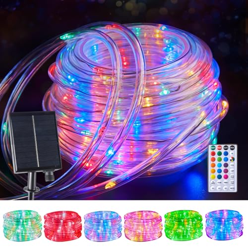 Brightown Solar String Lights Outdoor Waterproof, 18 Colors Changing 39FT Fairy Rope Light Solar Powered with Remote, 100 LEDs Multicolor Trampoline Light Rope Lighting for Outside Christmas Party - Image 1