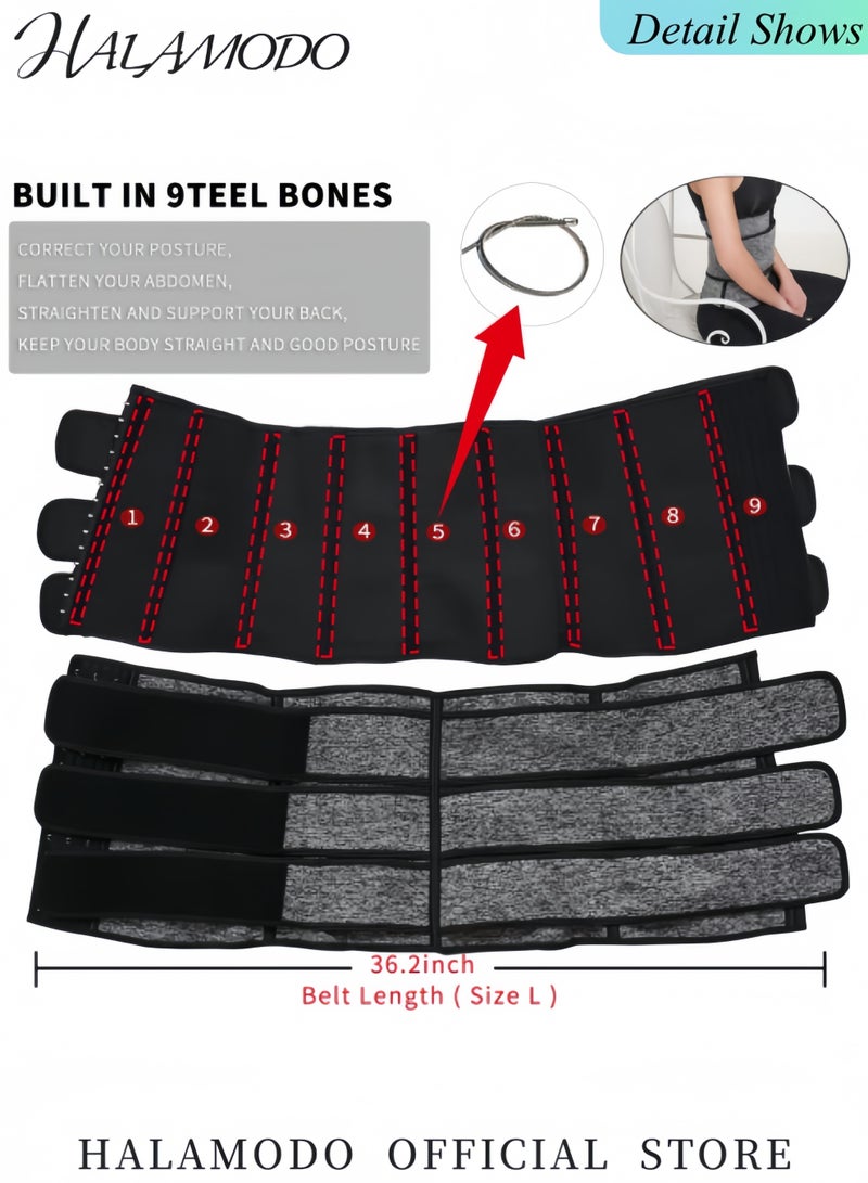هالامودو مشد خصر نسائي مع 3 أحزمة للتحكم في البطن وتشكيل الخصر وحزام بطن نحيف من النيوبرين للتمرين - Image 3