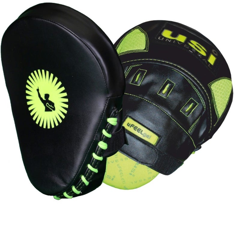 USI UNIVERSAL Focus Pad, 627CRPU Neon Focus Pad Curved Padded for Boxing & Martial Arts Training Fitness Training Professional Punches Sparring Punching Focus Target Pads Men Women - Image 1