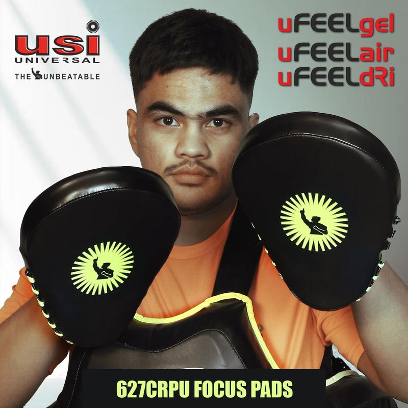 USI UNIVERSAL Focus Pad, 627CRPU Neon Focus Pad Curved Padded for Boxing & Martial Arts Training Fitness Training Professional Punches Sparring Punching Focus Target Pads Men Women - Image 2