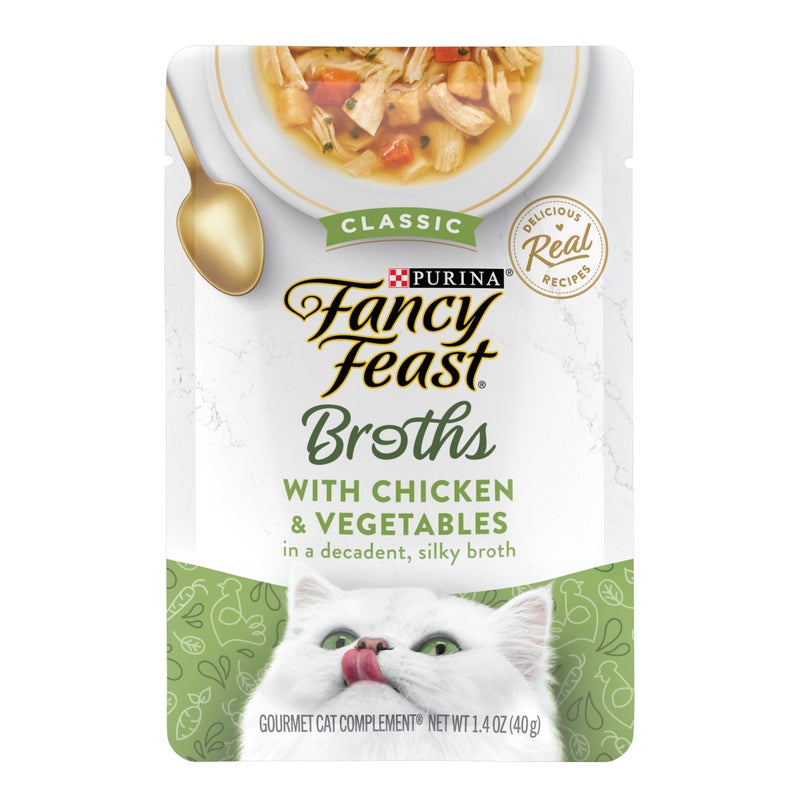 Fancy Feast Purina Fancy Feast Lickable Wet Cat Food Broth Topper, Classic With Chicken and Vegetables - (Pack of 16) 1.4 oz. Pouches - Image 1