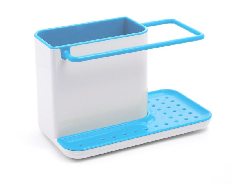 Ontime 3 in 1 Self Draining Sink Tidy Organiser Sponge Brush Holder (Sky Blue) (Sky Blue) - Image 3