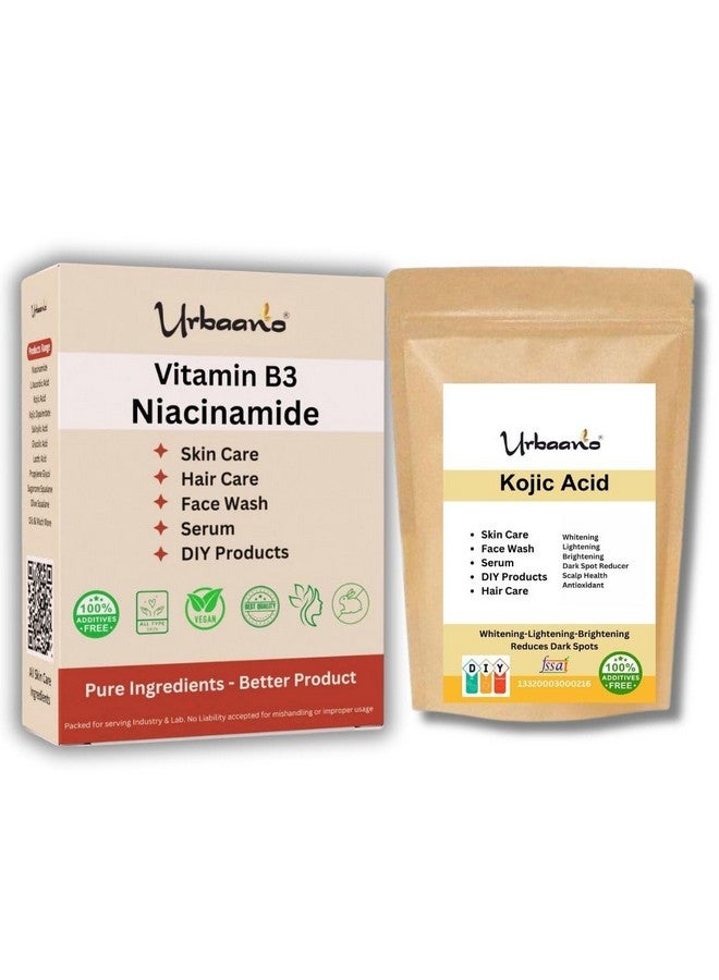 Urbaano herbal Kojic Acid & Niacinamide Powder for DIY Making Face Serum, Soap, Cream, Body Lotion & Face wash for Skin(50gm Kojic+100gm Niacinamide) - Image 1