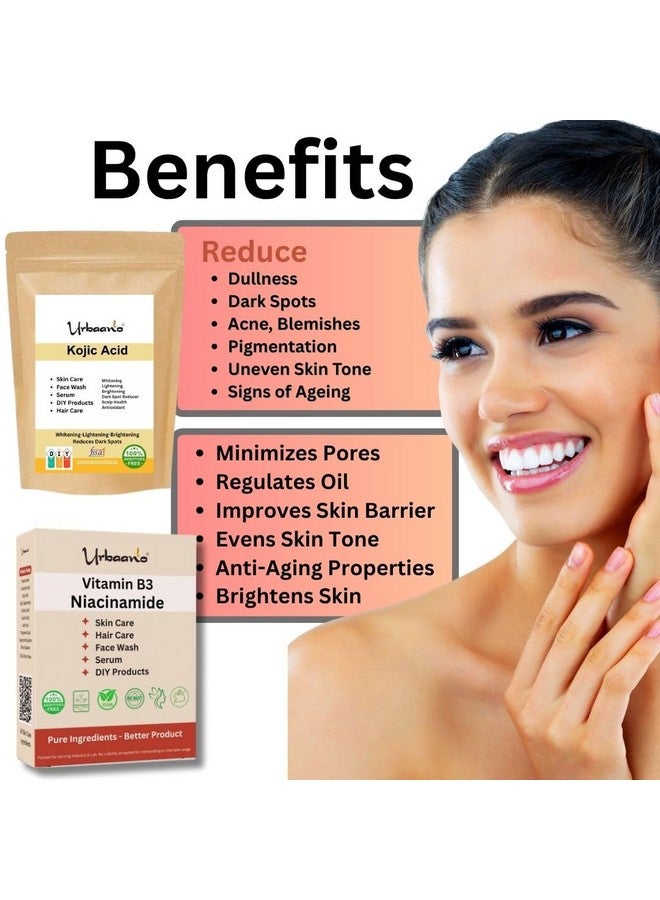 Urbaano herbal Kojic Acid & Niacinamide Powder for DIY Making Face Serum, Soap, Cream, Body Lotion & Face wash for Skin(50gm Kojic+100gm Niacinamide) - Image 2