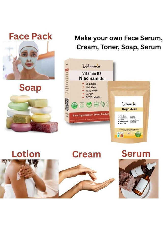 Urbaano herbal Kojic Acid & Niacinamide Powder for DIY Making Face Serum, Soap, Cream, Body Lotion & Face wash for Skin(50gm Kojic+100gm Niacinamide) - Image 4