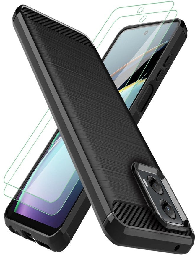 أوسوفر جراب لهاتف Moto G-5G-2024: مع قطعتين من واقي الشاشة، مصنوع من مطاط TPU مرن ماص للصدمات، غطاء حماية لهاتف Motorola Moto G 5G 2024 (أسود) - Image 1