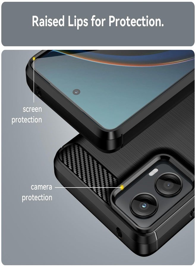 أوسوفر جراب لهاتف Moto G-5G-2024: مع قطعتين من واقي الشاشة، مصنوع من مطاط TPU مرن ماص للصدمات، غطاء حماية لهاتف Motorola Moto G 5G 2024 (أسود) - Image 3