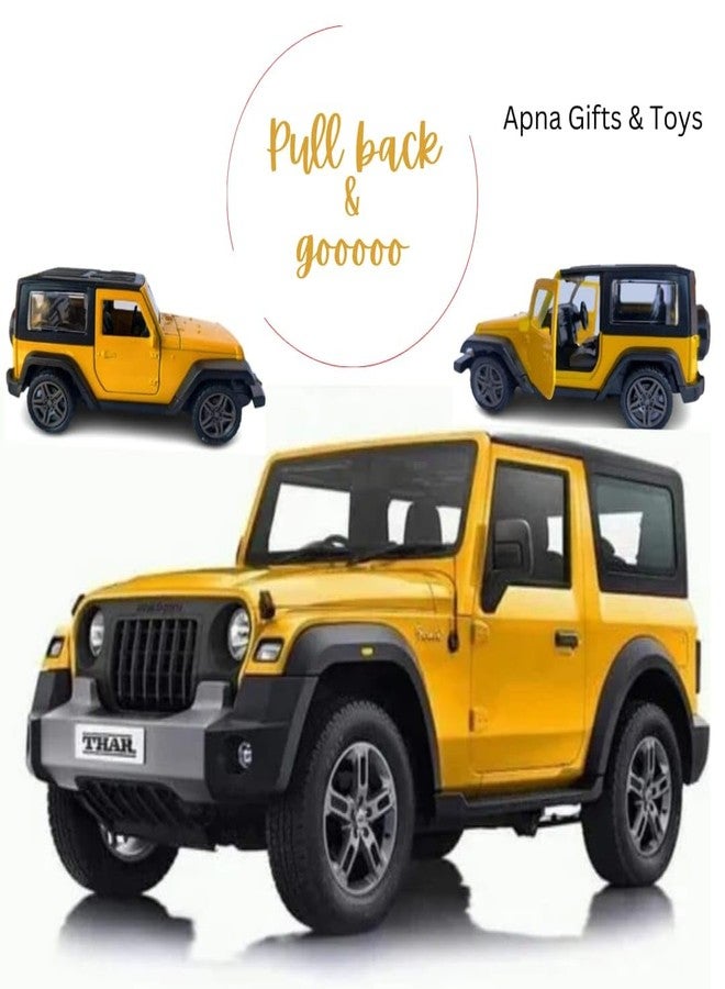 Collen Array Thaar Toy car for Kids|Openable Doors|Mini Model of Real Thar car|Pullback & go |Random Color. Pack of 1 - Image 4