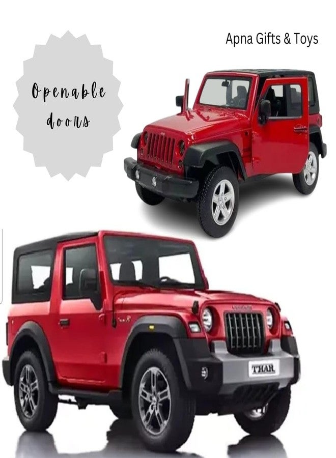 Collen Array Thaar Toy car for Kids|Openable Doors|Mini Model of Real Thar car|Pullback & go |Random Color. Pack of 1 - Image 3
