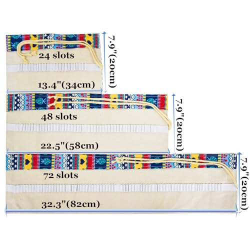 Lopenle Line Colored Canvas Pencil Wrap Colored Pencil Roll Up Case Coloring Pencil Holder Organizers Sketch Travel Storage for Artist Adult With 24 Slots(National Feature) - Image 3
