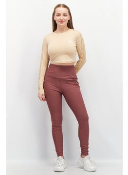 adidas Originals Women Sportswear Fit Crew Neck Long Sleeves Brand Logo Crop Top, Brown  - Image 3