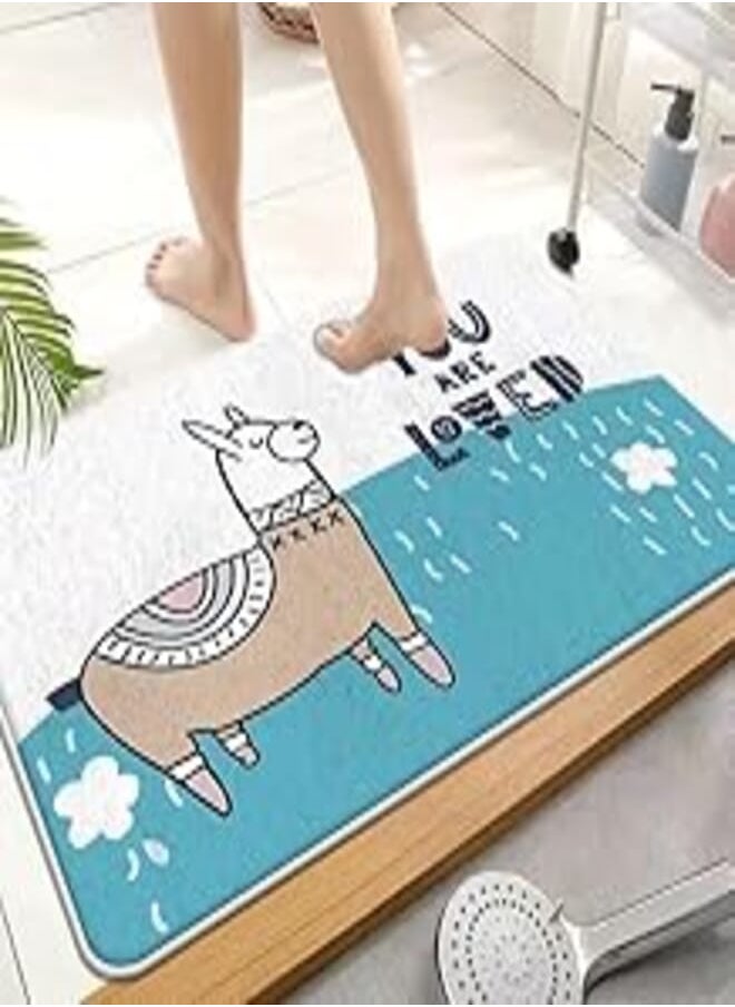 LESTER LESTER Soft Non-Slip Door Mat rectangle shape white and baby blue 50x80cm 
