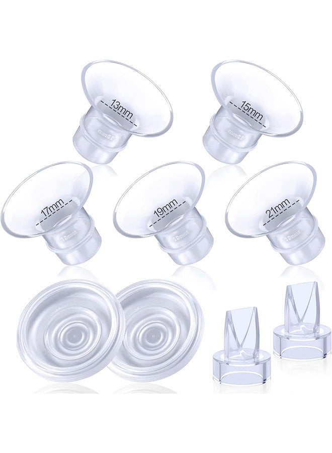 بيوينتي 9 عبوات ملحقات لمضخة حليب الثدي مقاس 13/15/17/19/19/21 مم متوافقة مع مضخة الثدي القابلة للارتداء من مومكوزي، لمضخة الثدي القابلة للارتداء TSRETE/Spectra/Medela 24 مم، تشمل غشاء سيليكون وصمام منقار البط - Image 1