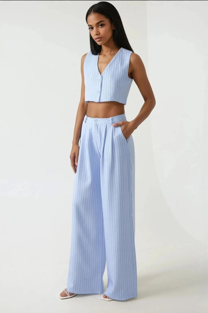 HICCUP Pika Collection Fitted Striped Crop Vest - Image 4