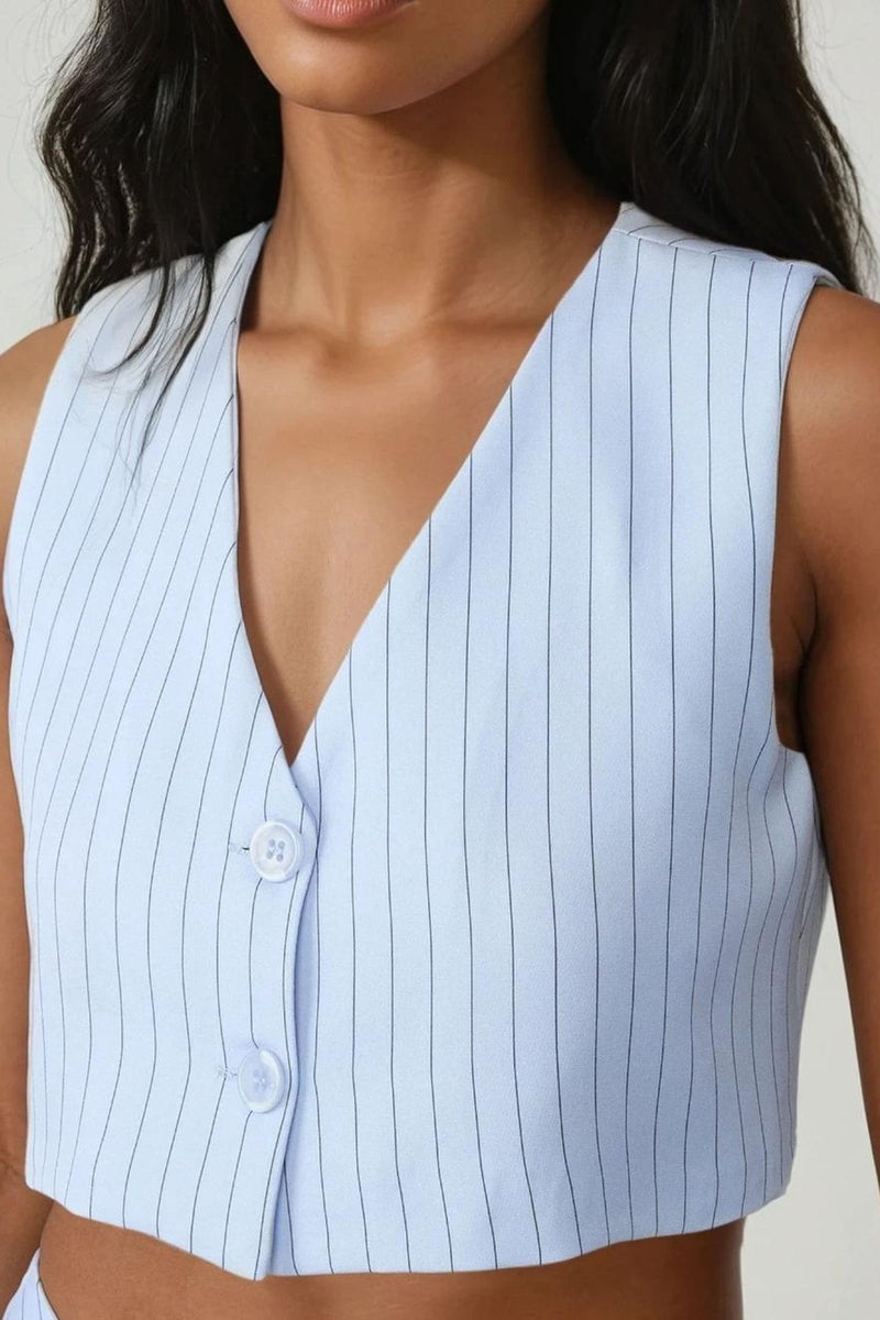 HICCUP Pika Collection Fitted Striped Crop Vest - Image 5